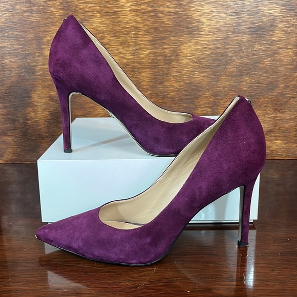 Gorgeous Sam Edelman Plum Suede High Heels Sz 7 - Picture 9 of 11